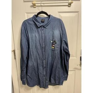 Our Universe Mickey Pluto Blue Button Down Size XXL